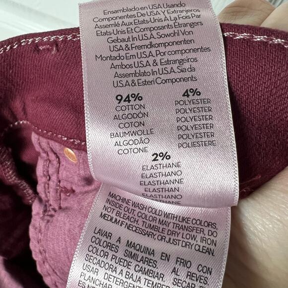 Mother Cotton The Rascal Sliced Up Heel Jeans in Burgundy 25 - Picture 12 of 13